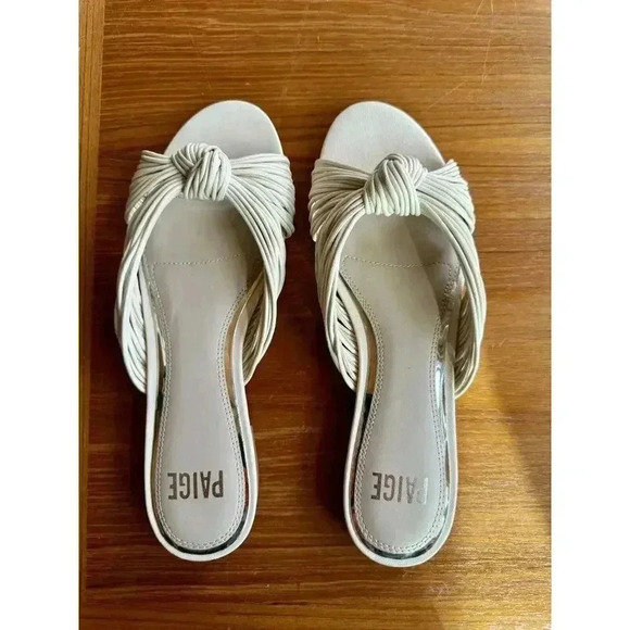 PAIGE women's "Dany" tubular straps flat sandals in bone leather sz 7.5 - Picture 4 of 7